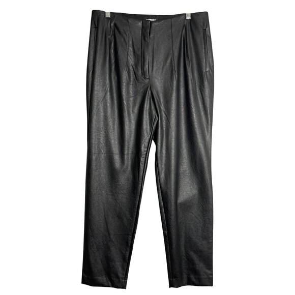 Express Pants - New Express Pants Black Womens 12 High Waisted Faux Leather Pleated‎ Vegan